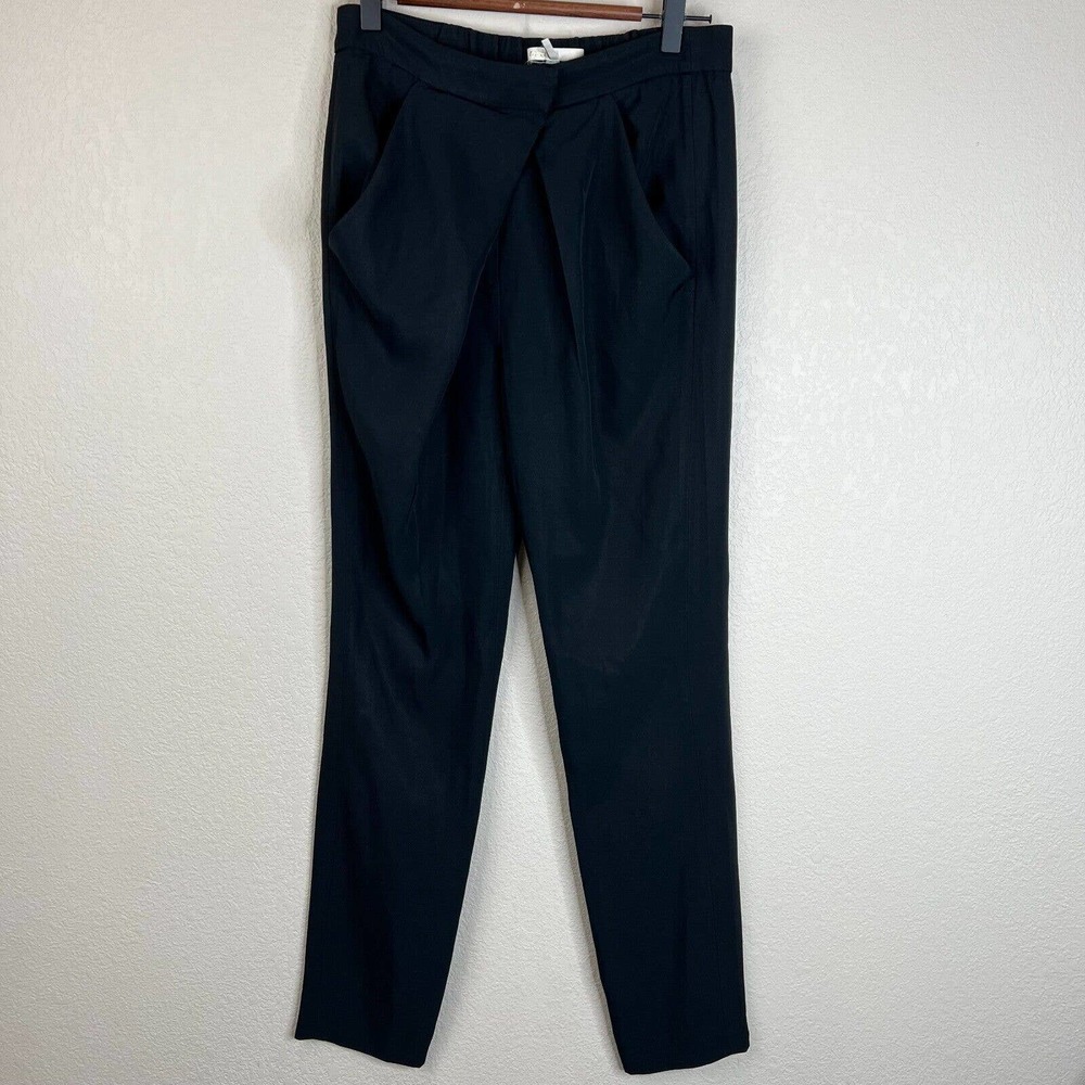 Maje Womens Black High Rise Straight Leg Pants EU 34 Criss Cross‎ Pleated
